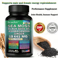 Sea Moss Black Seed Oil Ashwagandha Turmeric Bladderwrack Burdock 2000MG & Ginger Vitamin C Vitamin D3
