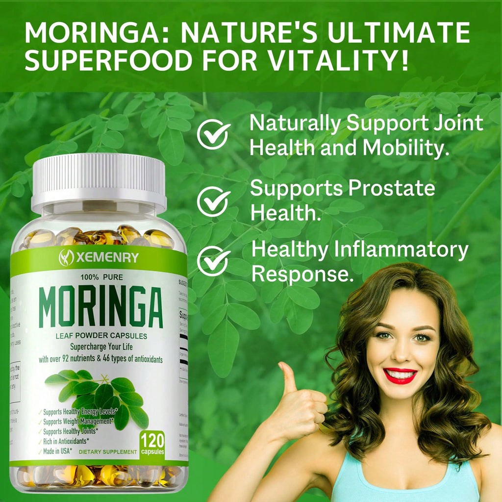 XEMENRY Moringa Capsules 1000mg -Weight Loss, Green Superfood, Metabolism