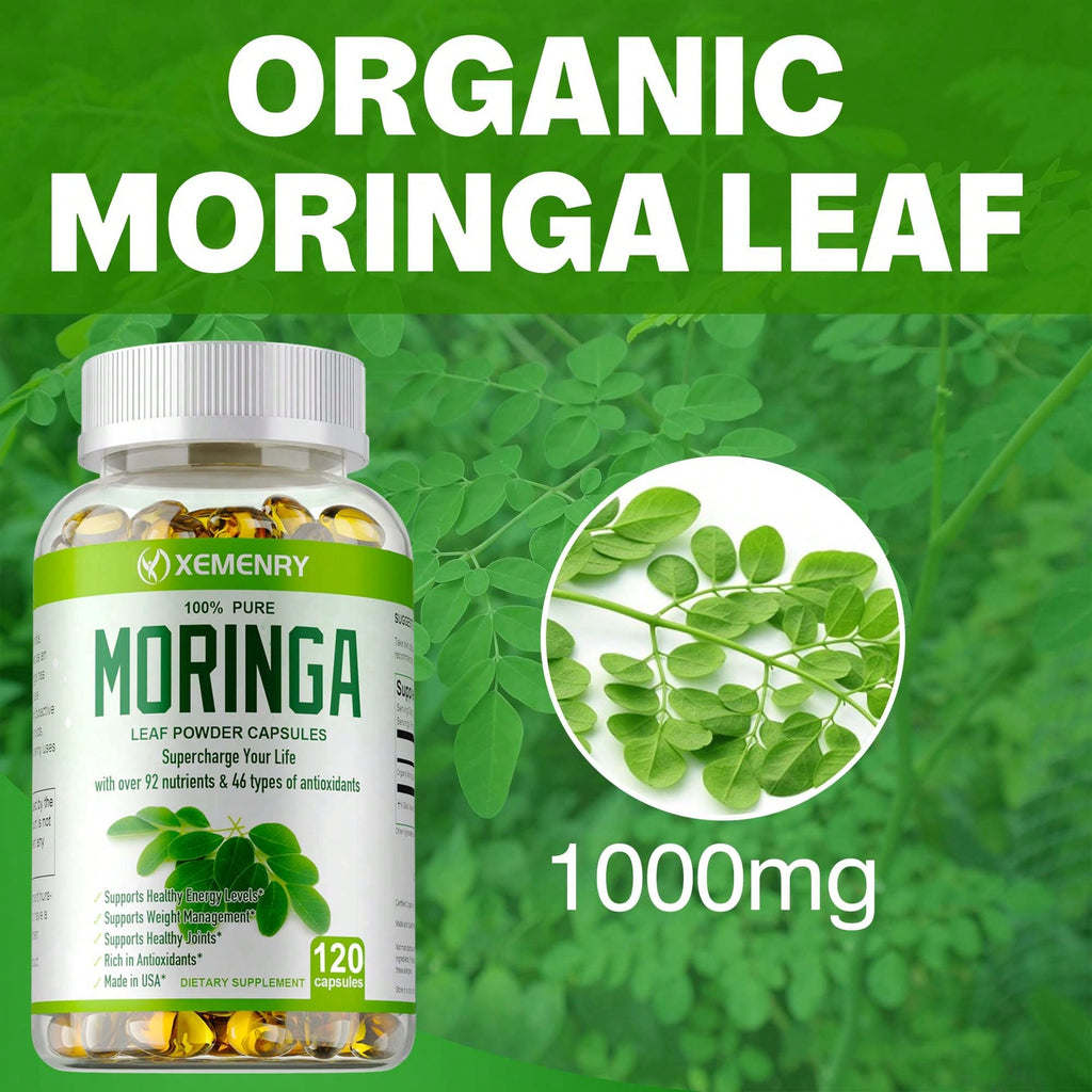 XEMENRY Moringa Capsules 1000mg -Weight Loss, Green Superfood, Metabolism