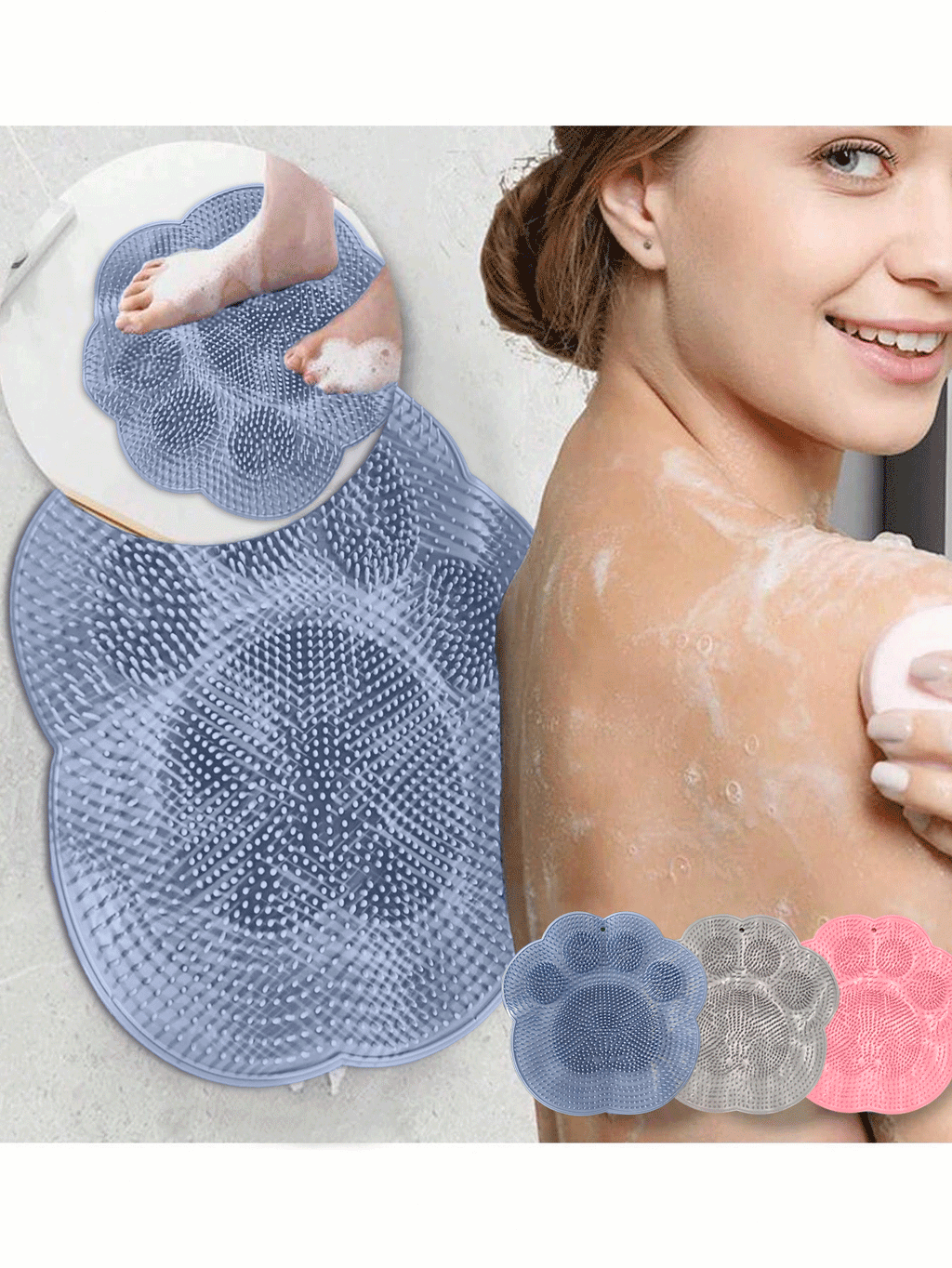 Shower Foot Scrubber - Foot Cleaner, Removes Calluses And Dead Skin, Unisex Foot Massage Mat, Relieves Foot Soreness, No Suction Design