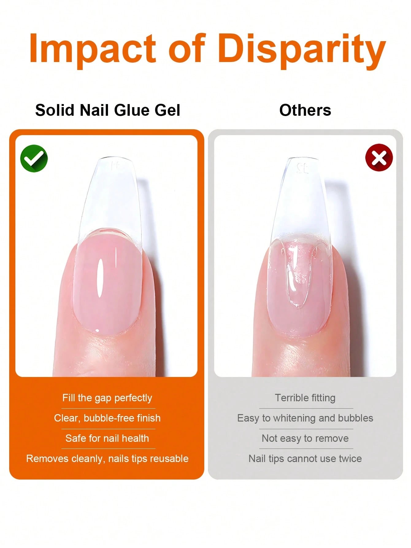 TWOING 2 Bottles Solid Nail Glue Gel Set, Extra Large Capacity Strong Adhesive For Press-On Nails, False Nail Tips & Rhinestones,