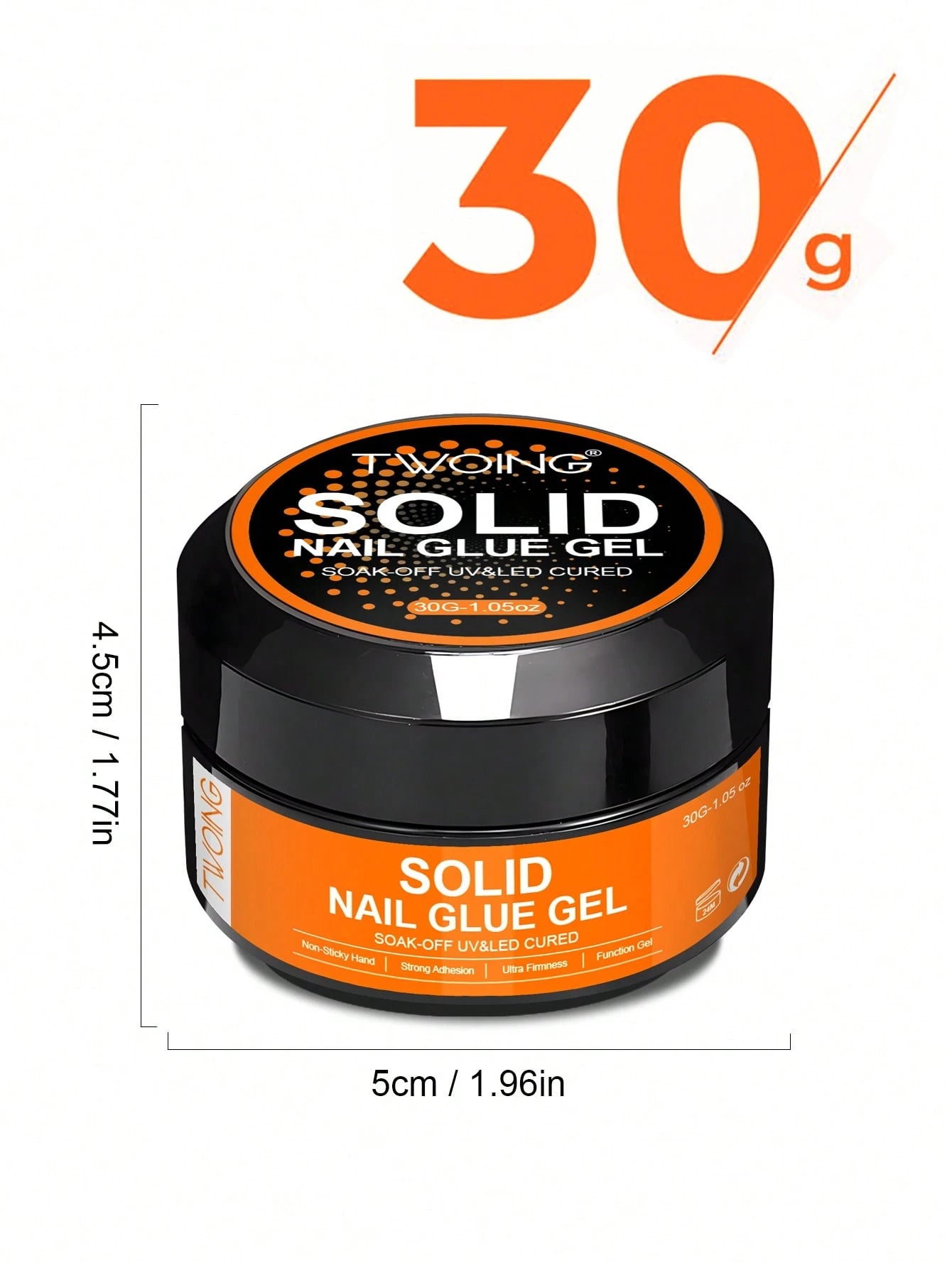 TWOING 2 Bottles Solid Nail Glue Gel Set, Extra Large Capacity Strong Adhesive For Press-On Nails, False Nail Tips & Rhinestones,