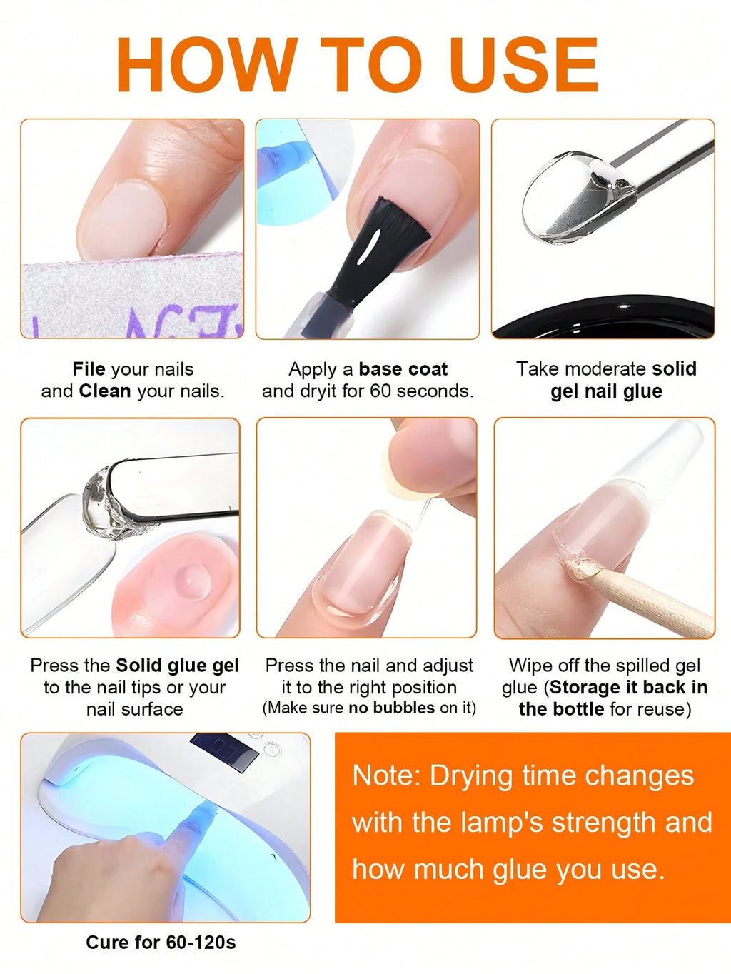 TWOING 2 Bottles Solid Nail Glue Gel Set, Extra Large Capacity Strong Adhesive For Press-On Nails, False Nail Tips & Rhinestones,