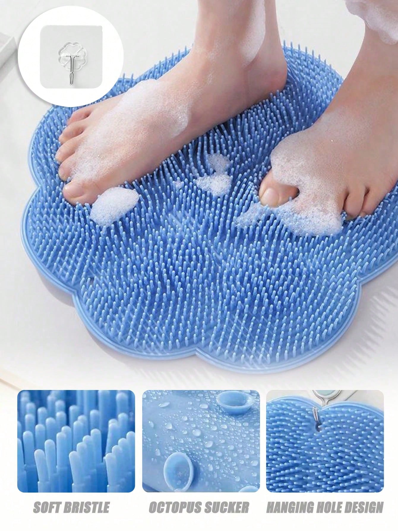 Shower Foot Scrubber - Foot Cleaner, Removes Calluses And Dead Skin, Unisex Foot Massage Mat, Relieves Foot Soreness, No Suction Design