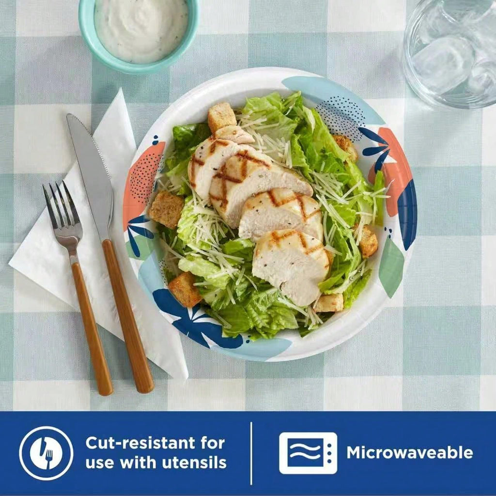Dixie Large Paper Plates, 10 Inch, 150 Count, 2X Stronger*, Microwave-Safe, Soak-Proof, Cut