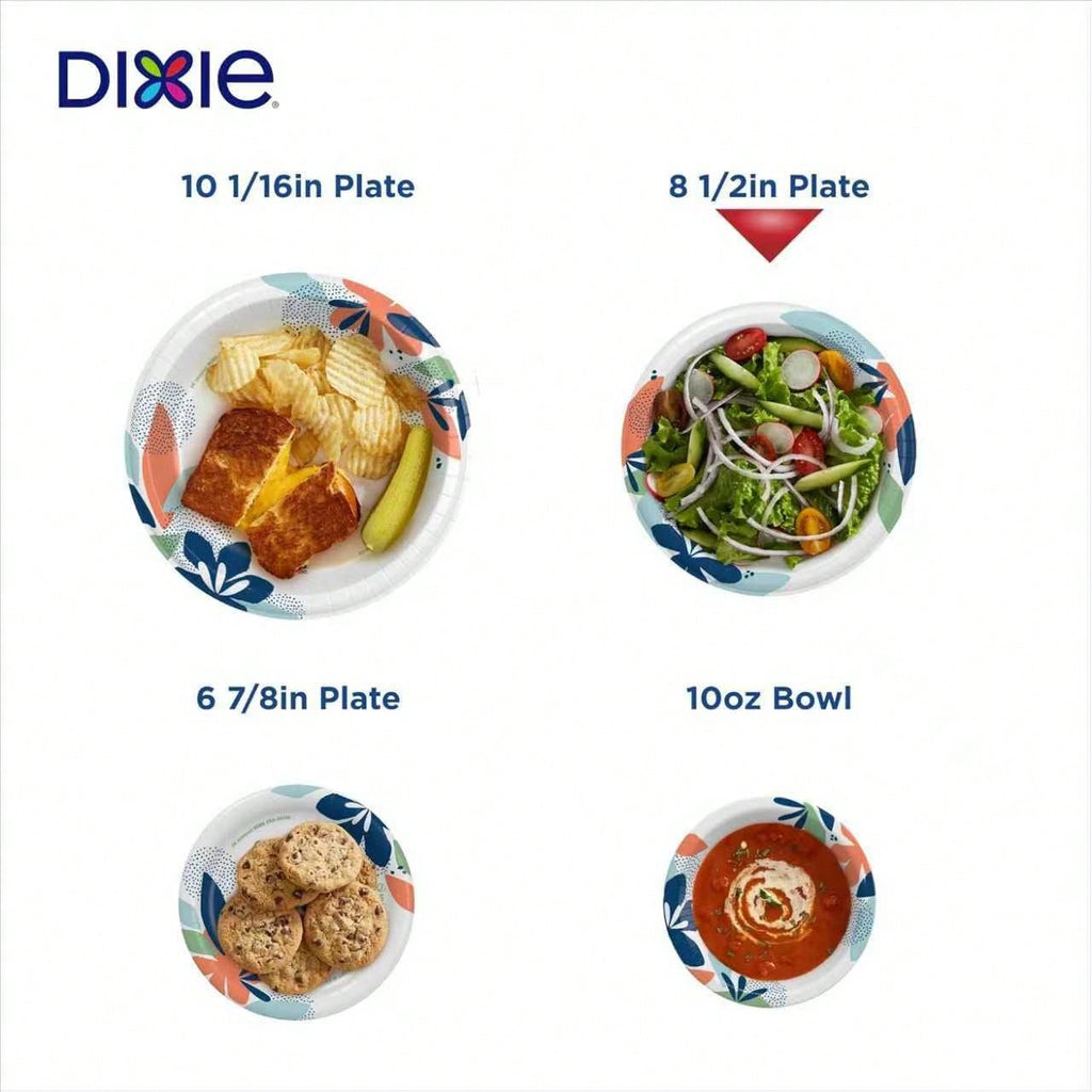 Dixie Large Paper Plates, 10 Inch, 150 Count, 2X Stronger*, Microwave-Safe, Soak-Proof, Cut