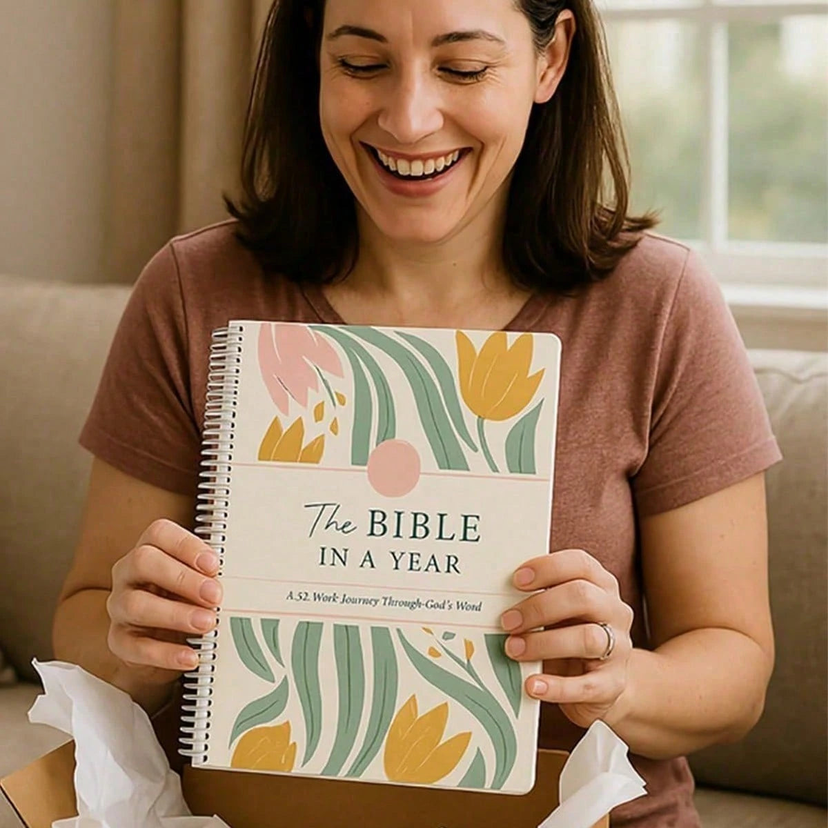 The Bible In A Year A 52-Week Bible Study Plan, Spiral Bible Study Guide For Women, Woman Bible Study Planner Yearlong Bible Scripture Reading Journal