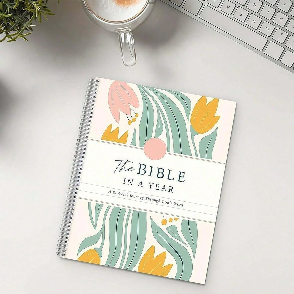 The Bible In A Year A 52-Week Bible Study Plan, Spiral Bible Study Guide For Women, Woman Bible Study Planner Yearlong Bible Scripture Reading Journal