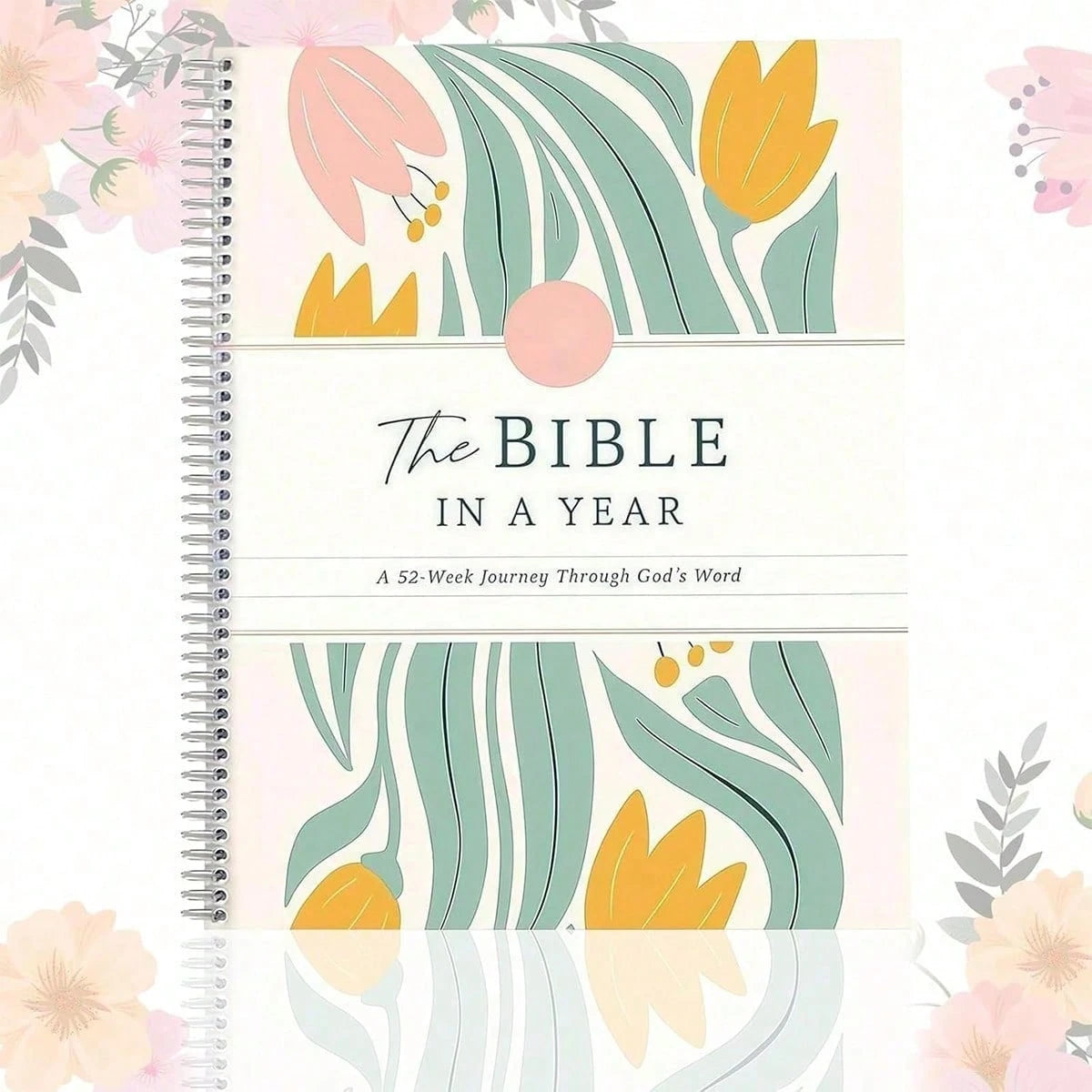 The Bible In A Year A 52-Week Bible Study Plan, Spiral Bible Study Guide For Women, Woman Bible Study Planner Yearlong Bible Scripture Reading Journal