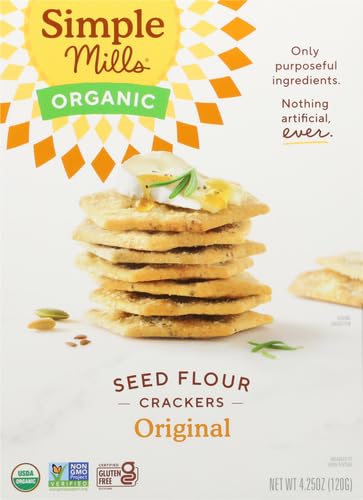 Simple Mills Organic Seed Crackers, Original - Gluten Free, Vegan, Healthy Snacks