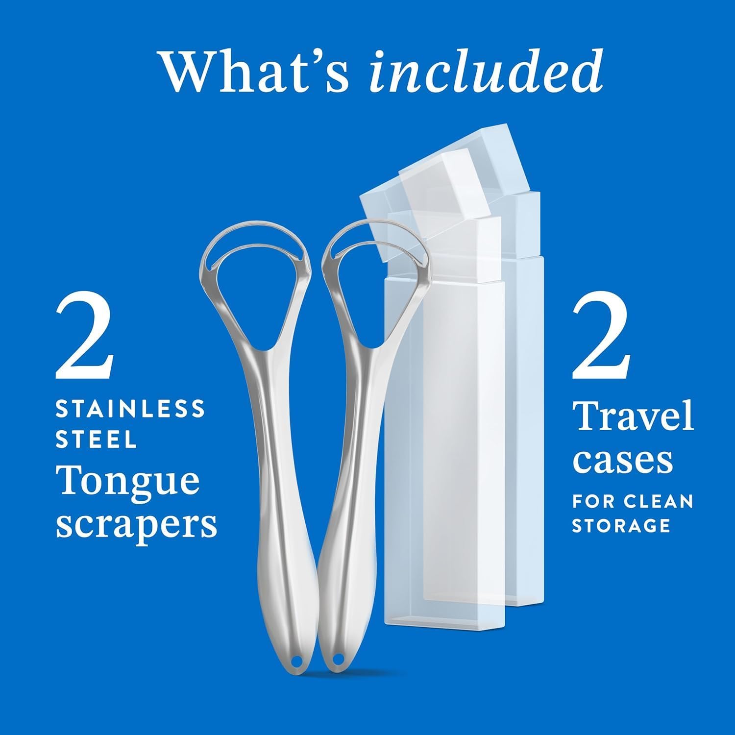 Mouthology Tongue Scraper for Adults (2 Pack), Reduce Bad Breath, Metal Tongue Scraper, Tongue Cleaner,