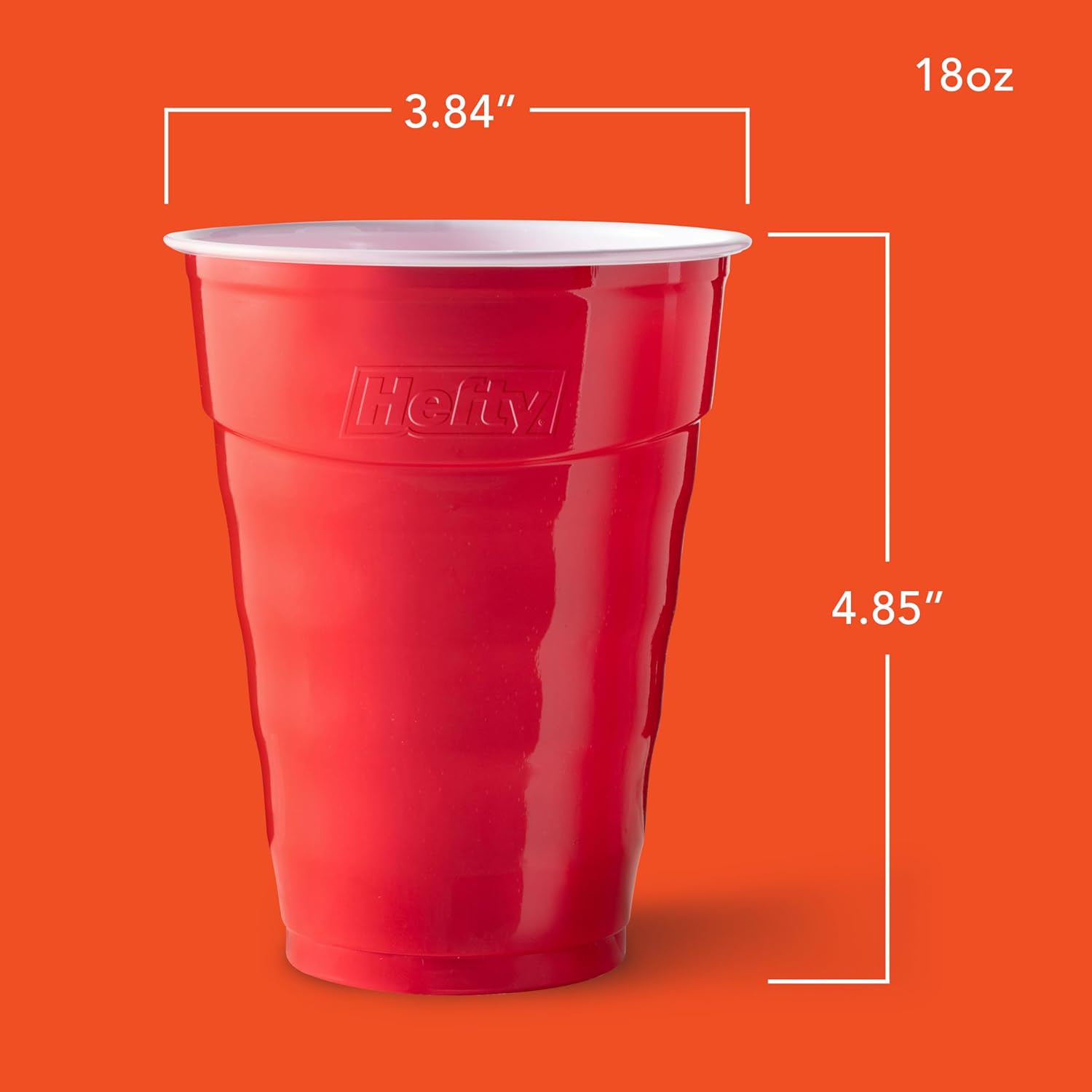 Hefty Party On Red Plastic Cups, Disposable Plastic Party Cups for Easy Cleanup and Large Gatherings, Red Cups for BBQs,
