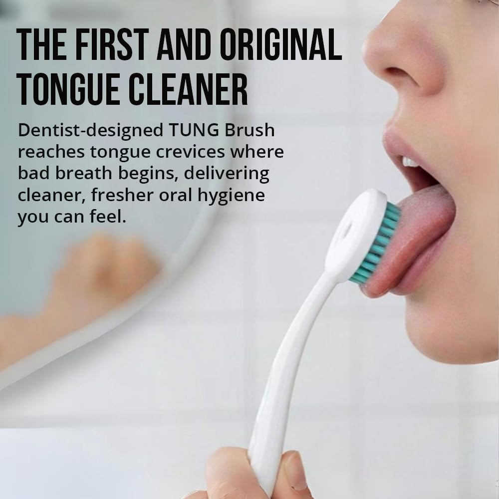Tung Tongue Cleaning Kit, Tung Brush and Gel, Bad Breath Odor Eliminator, Halitosis Defense, USA Made