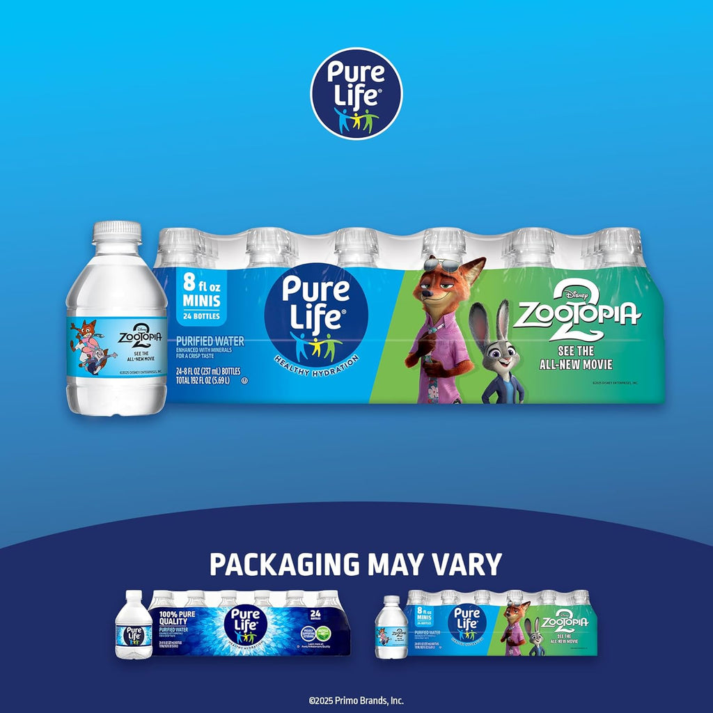 Pure Life Purified Water Bottles, 24 Pack - Still Bottled Water Enhanced with Minerals for a Crisp Taste, Plastic Bottles - 8 Fl Oz
