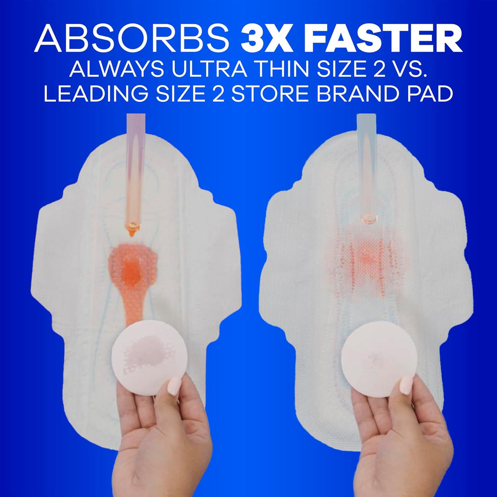 Always Ultra Thin Pads with Wings, Size 1, Regular, 62 Count