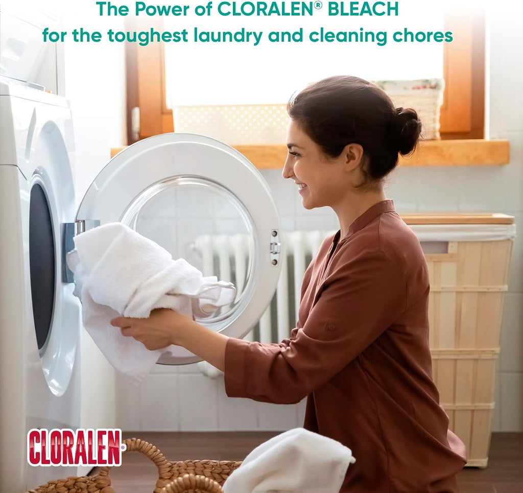 Cloralen Household Cleaning Liquid Bleach - 32.12 fl oz - 3-in-1 Multipurpose Cleaner for Laundry, Bathroom & Kitchen - Deodorizes, Whitens & Deep Cleans