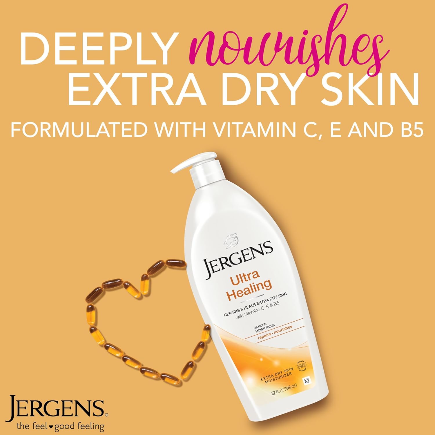 Jergens Ultra Healing Dry Skin Lotion, Hand and Body Moisturizer for Quick Absorption into Extra