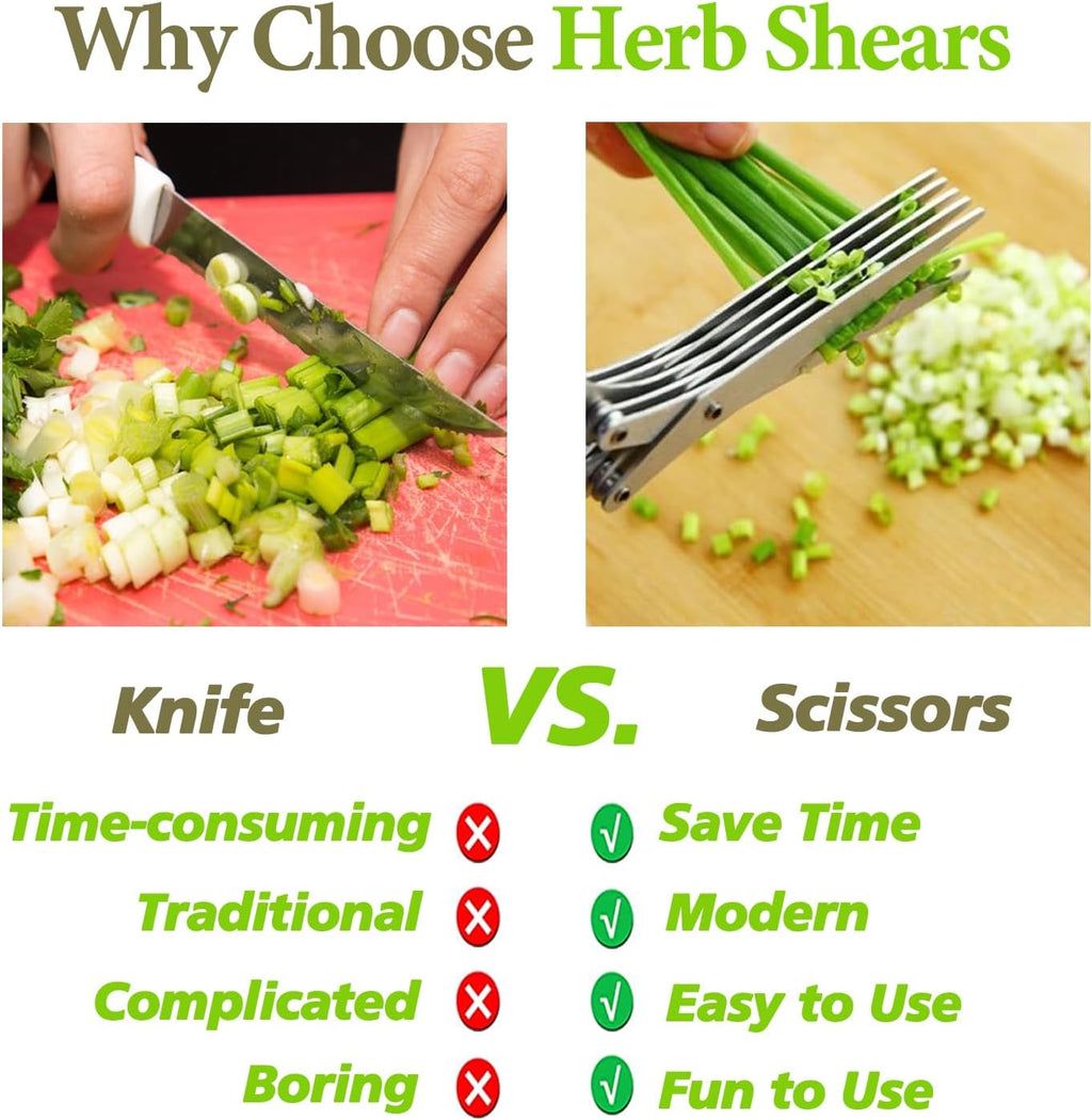 Upgraded Herb Scissors, Effortless Herb Shears Cutter Tool with Sharp Stainless Steel Blades for Fresh Herbs