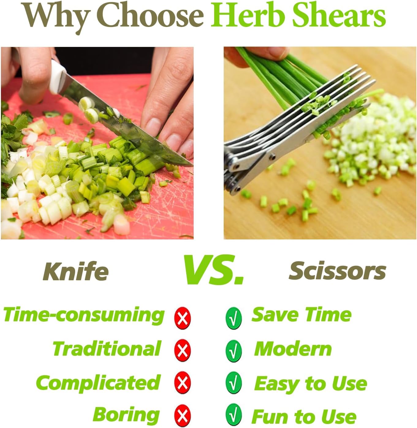 Upgraded Herb Scissors, Effortless Herb Shears Cutter Tool with Sharp Stainless Steel Blades for Fresh Herbs