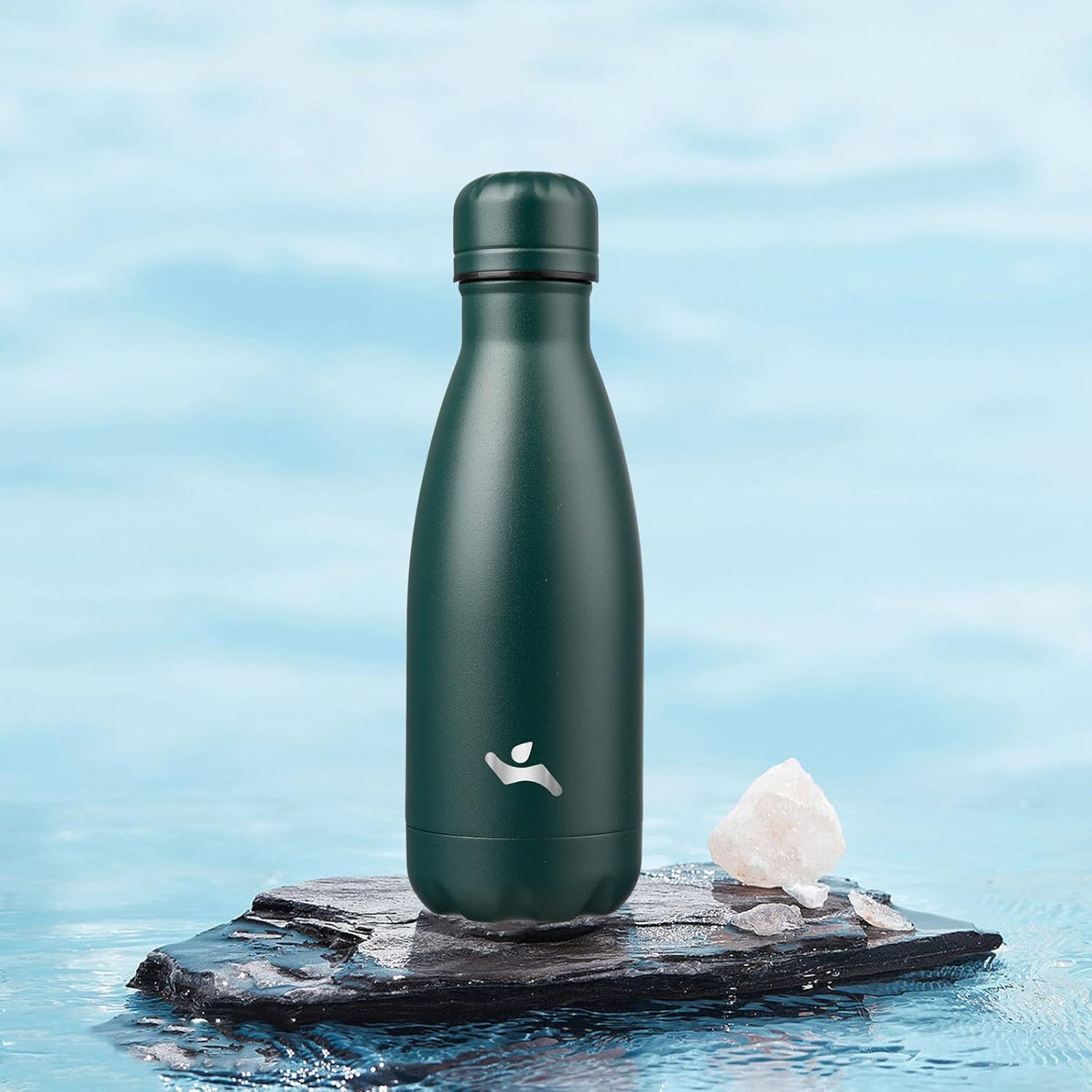Insulated Water Bottles,12 oz Double Wall Stainless Steel Vacumm Metal Flask for Sports Travel,Army Green