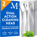 Mouthology Tongue Scraper for Adults (2 Pack), Reduce Bad Breath, Metal Tongue Scraper, Tongue Cleaner,