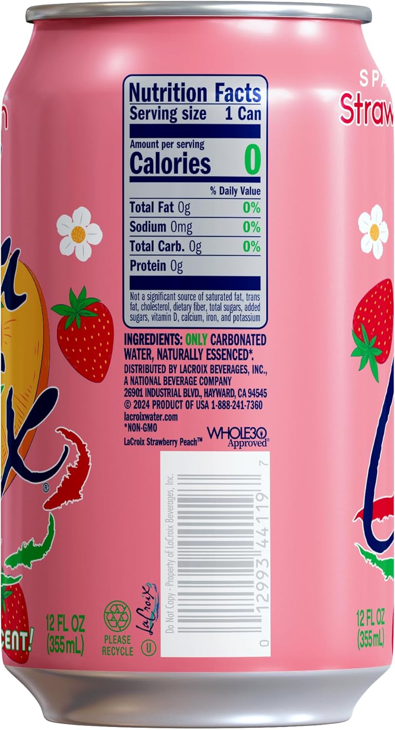 La Croix Sparkling Water, Strawberry Peach, 12 Fl Oz (Pack of 8)