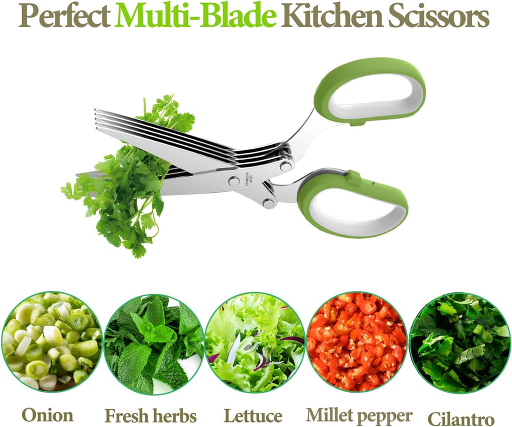Upgraded Herb Scissors, Effortless Herb Shears Cutter Tool with Sharp Stainless Steel Blades for Fresh Herbs