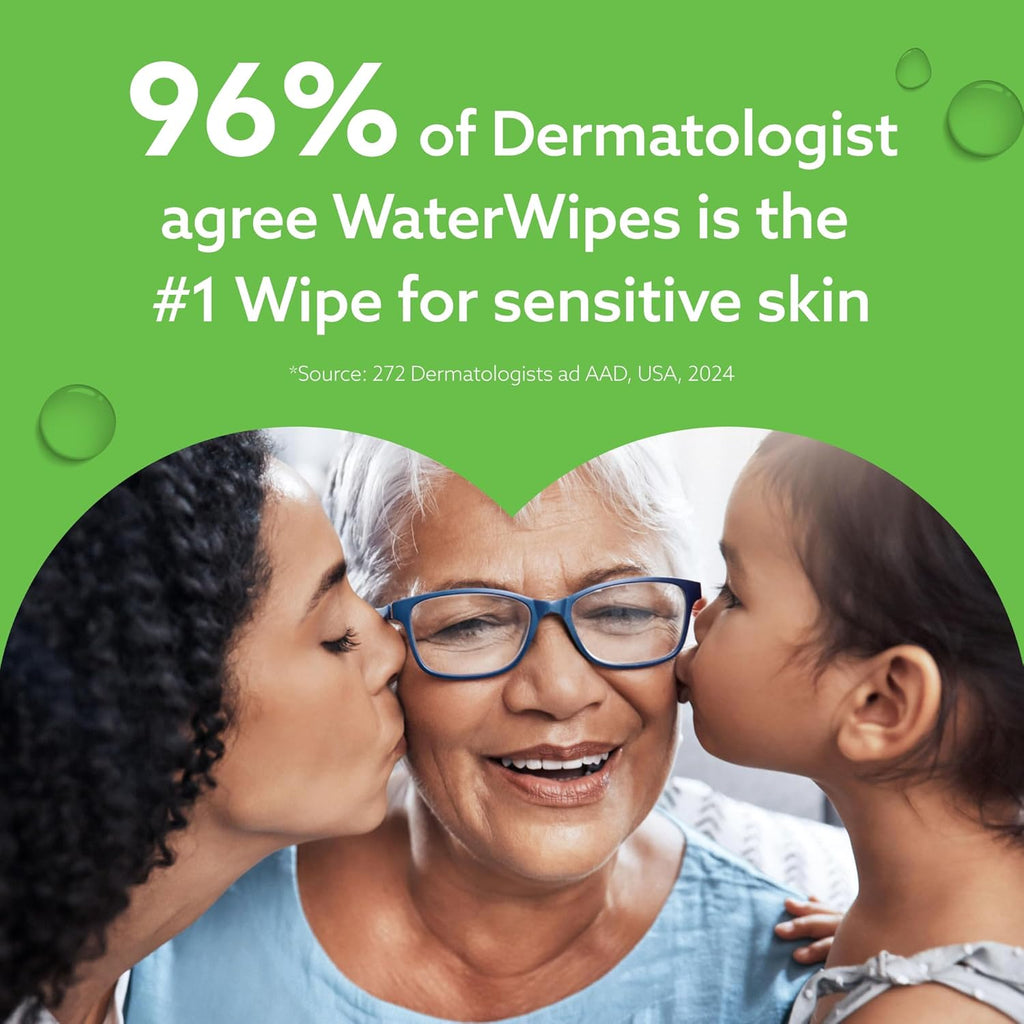 WaterWipes Sensitive+ Hydrating Boost Wipes, 3-In-1 Cleans, Cares, Hydrates, 99% Water with Aloe Vera, Unscented & Hypoallergenic Baby Wipes, 60 Count (1 Pack)
