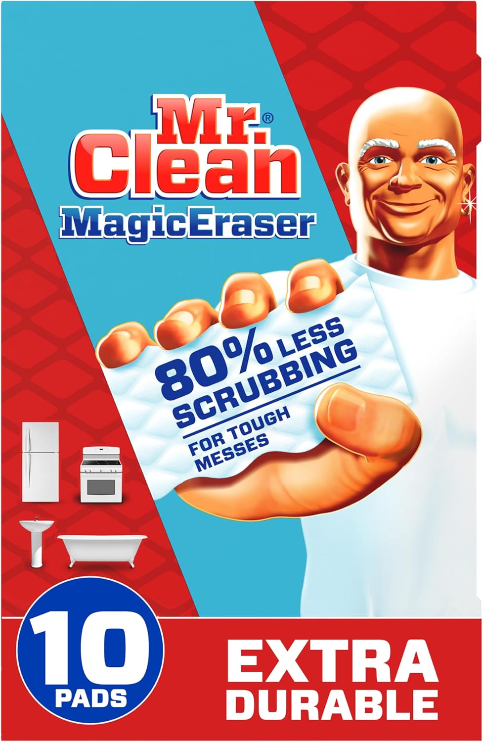 Mr. Clean Magic Eraser Sponge, All Purpose Cleaner, Cleaning Scrubber, Wall, Sneaker, Kitchen, Bathroom, Shower Cleaner,