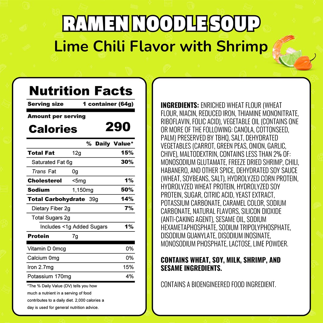 Maruchan Instant Lunch Ramen Noodles, Lime Chili with Shrimp – Japanese-Style Instant Noodle Soup, Quick & Easy Meal – 2.25 Oz Cup, Pack of 12