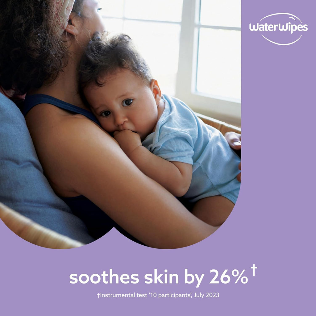 WaterWipes Sensitive+ Soothing Wipes, 3-In-1 Cleans, Cares, Soothes, 99% Water with Botanical Extract, Unscented & Hypoallergenic Baby Wipes, 60 Count (1 Pack)