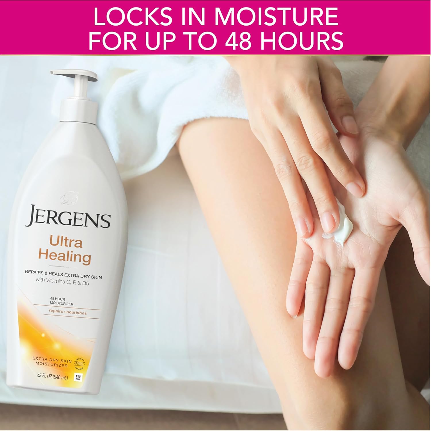 Jergens Ultra Healing Dry Skin Lotion, Hand and Body Moisturizer for Quick Absorption into Extra