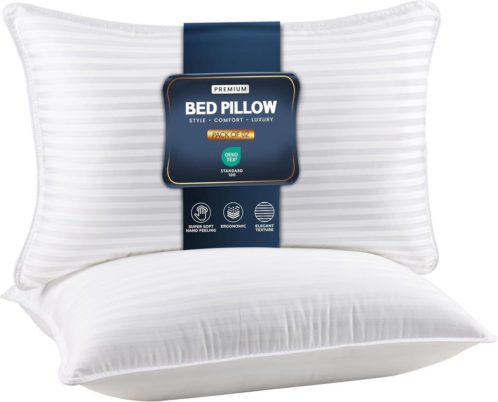 Utopia Bedding Bed Pillows for Sleeping Queen Size (White), Set of 2, Down Alternative Pillow for Sleeping, Cooling Hotel Quality Pillow Set for Back,