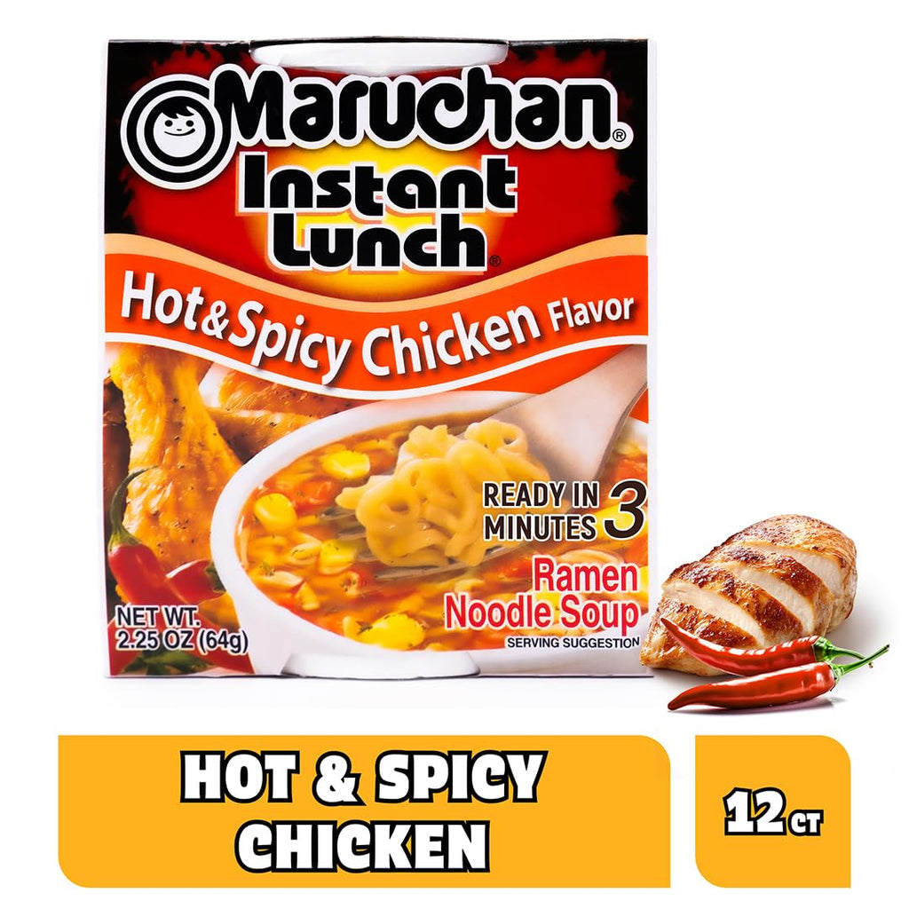 Maruchan Instant Lunch Hot & Spicy Chicken Flavor, 2.25 Oz, Pack of 12