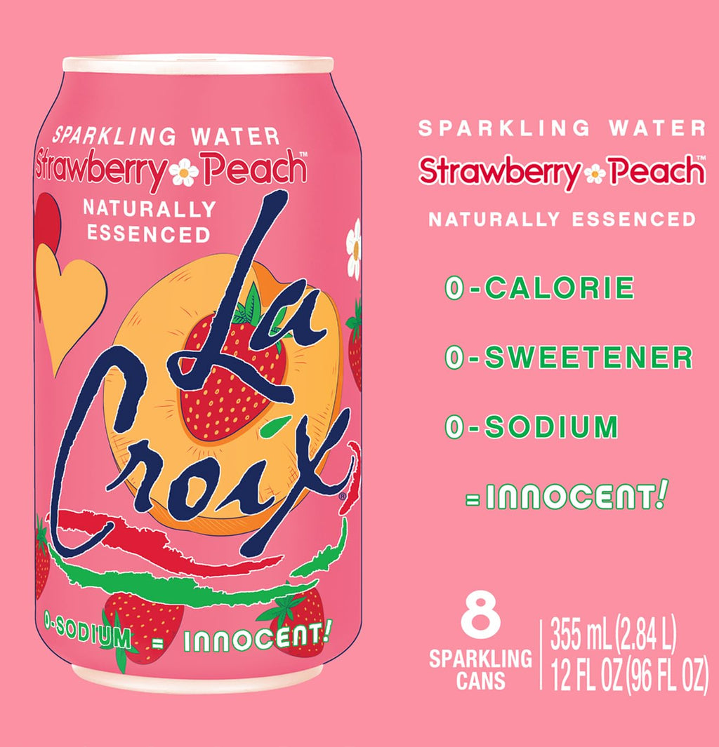 La Croix Sparkling Water, Strawberry Peach, 12 Fl Oz (Pack of 8)