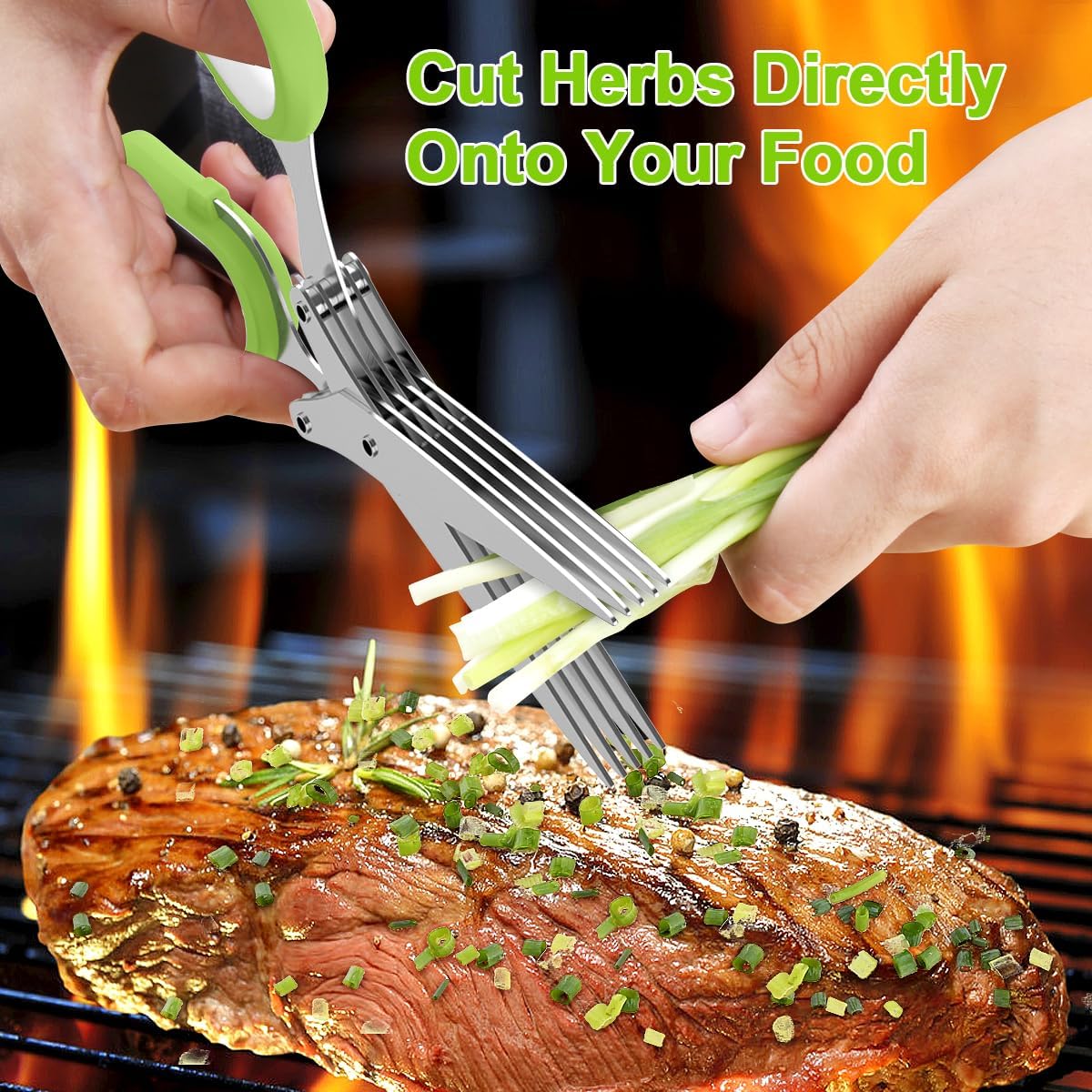 Upgraded Herb Scissors, Effortless Herb Shears Cutter Tool with Sharp Stainless Steel Blades for Fresh Herbs
