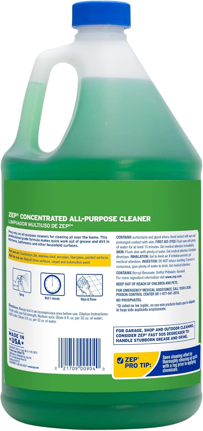 Zep All-Purpose Cleaner and Degreaser - 1 Gallon (1 Unit) ZU0567128 - Heavy Duty Industrial Cleaner for Business and Household Used in Kitchen, Countertops,...