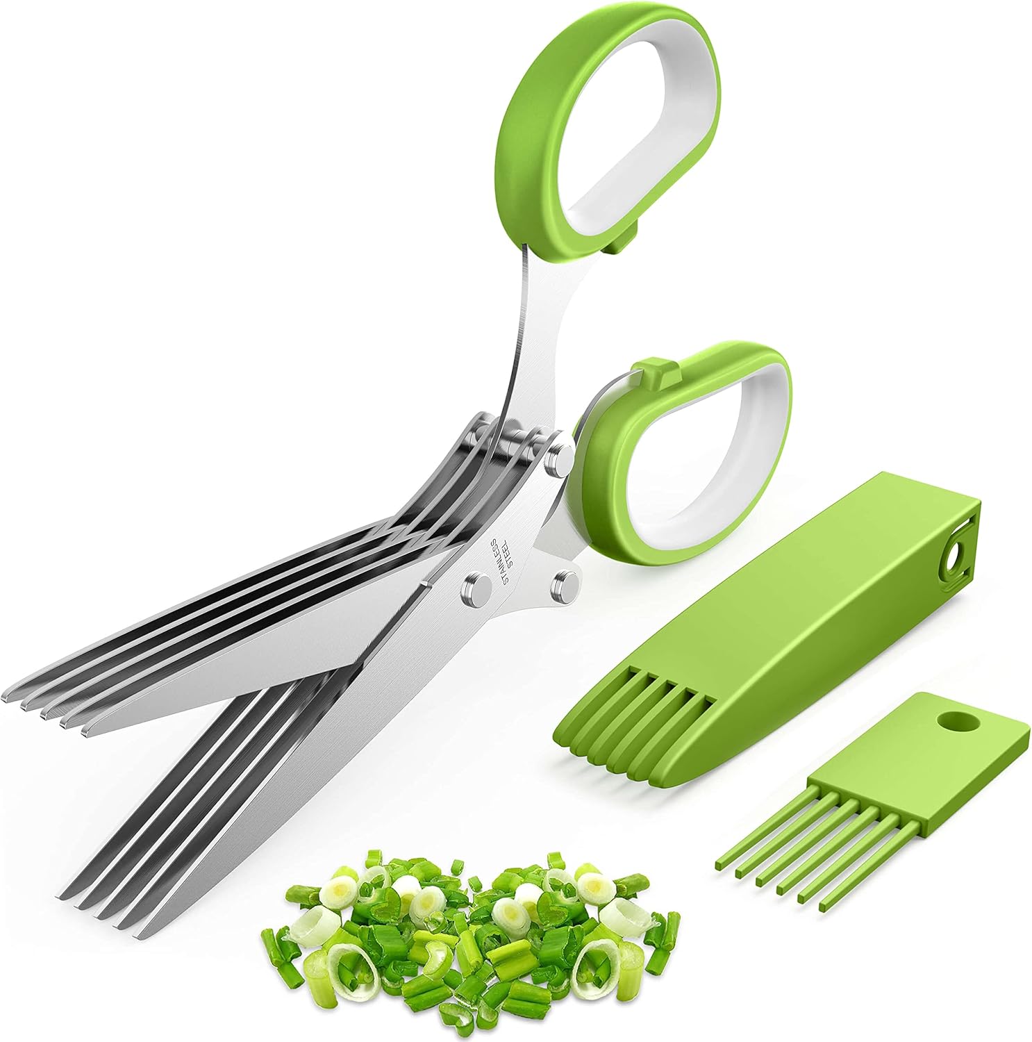 Upgraded Herb Scissors, Effortless Herb Shears Cutter Tool with Sharp Stainless Steel Blades for Fresh Herbs