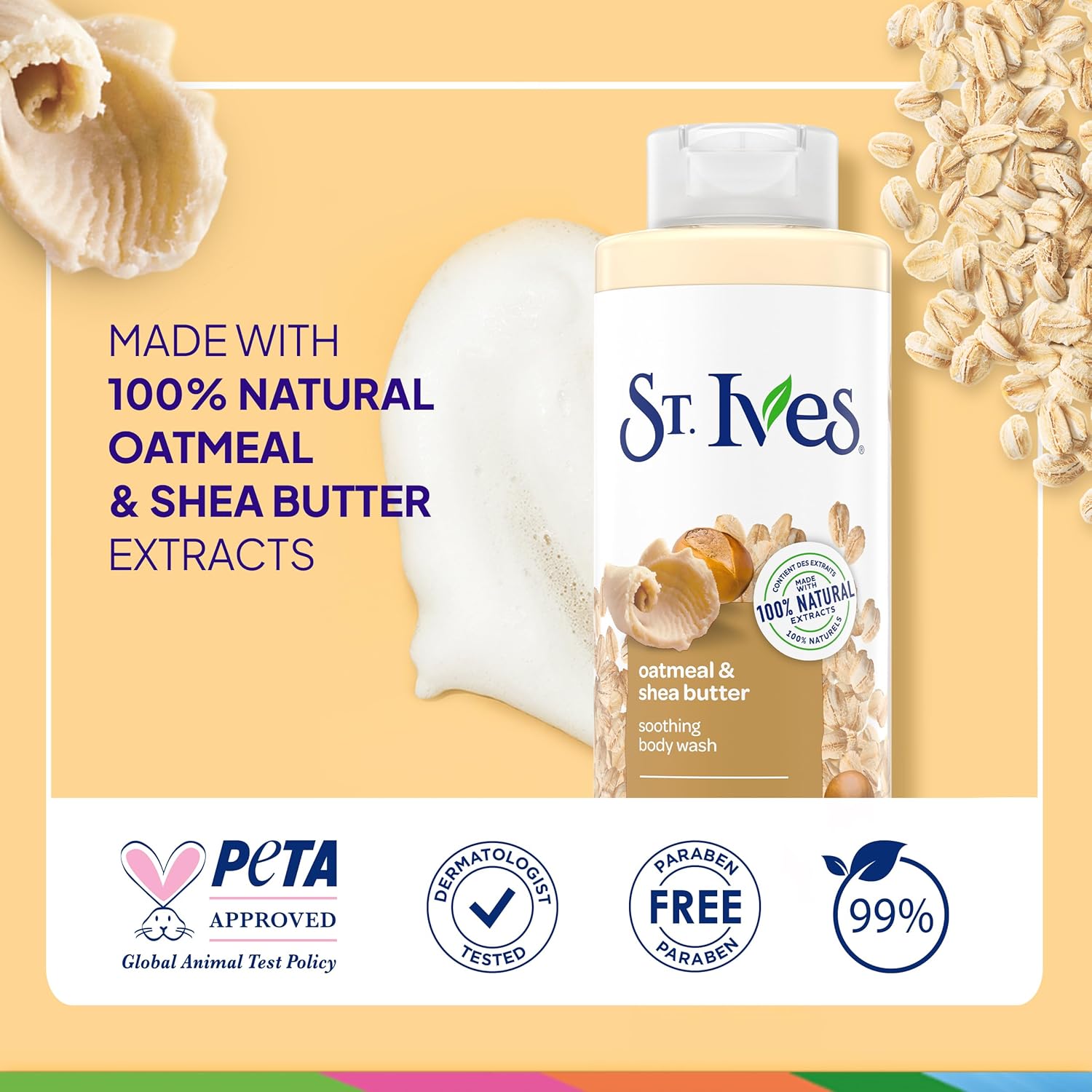 St. Ives Oatmeal & Shea Butter Body Wash | Moisturizing Body Wash for Sensitive and Dry Skin | 22 Fl. Oz.