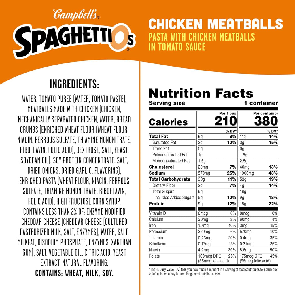 SpaghettiOs Canned Pasta with Chicken Meatballs, 15.6 oz Can