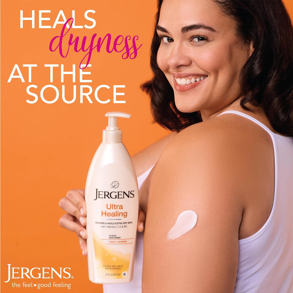 Jergens Ultra Healing Dry Skin Lotion, Hand and Body Moisturizer for Quick Absorption into Extra