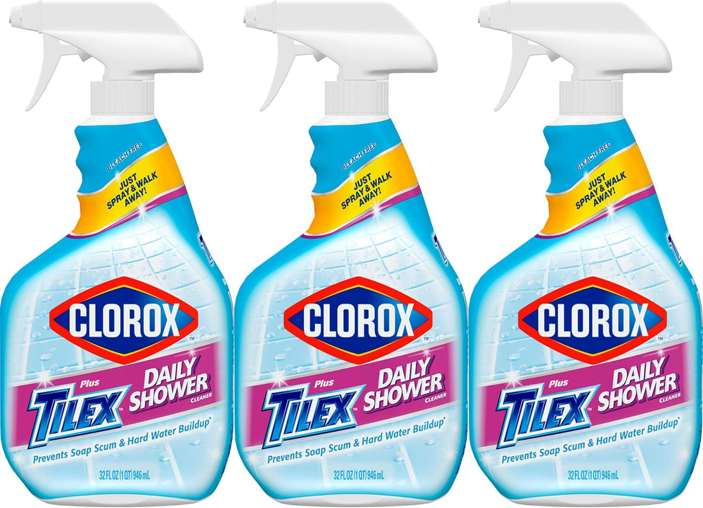 Clorox Plus Tilex Daily Shower Cleaner, 32 Fluid Ounce Spray Bottle, Pack of 3