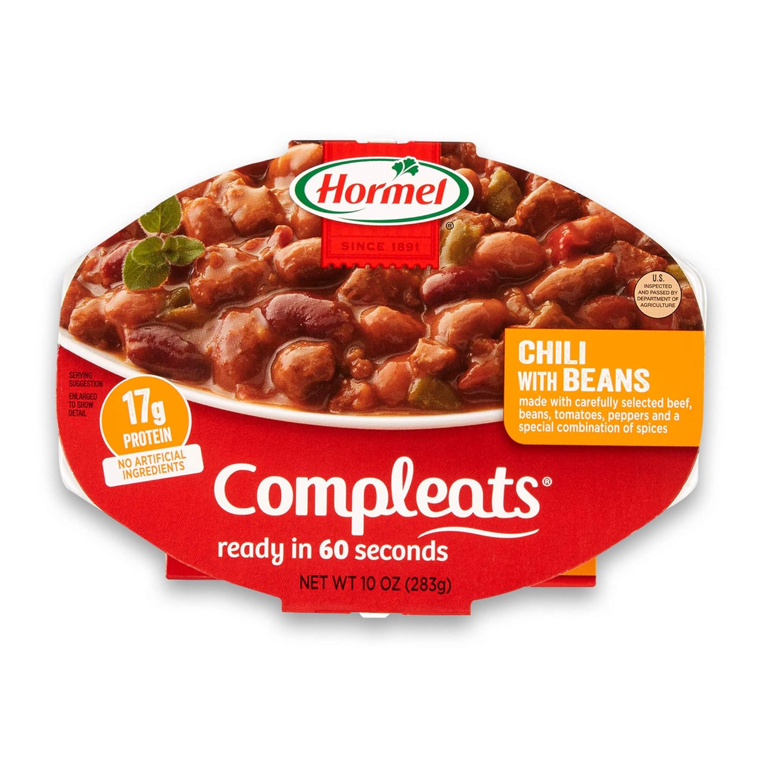 HORMEL COMPLEATS Chili with Beans Microwave Tray, 10 Ounces (Pack of 6) shipping free