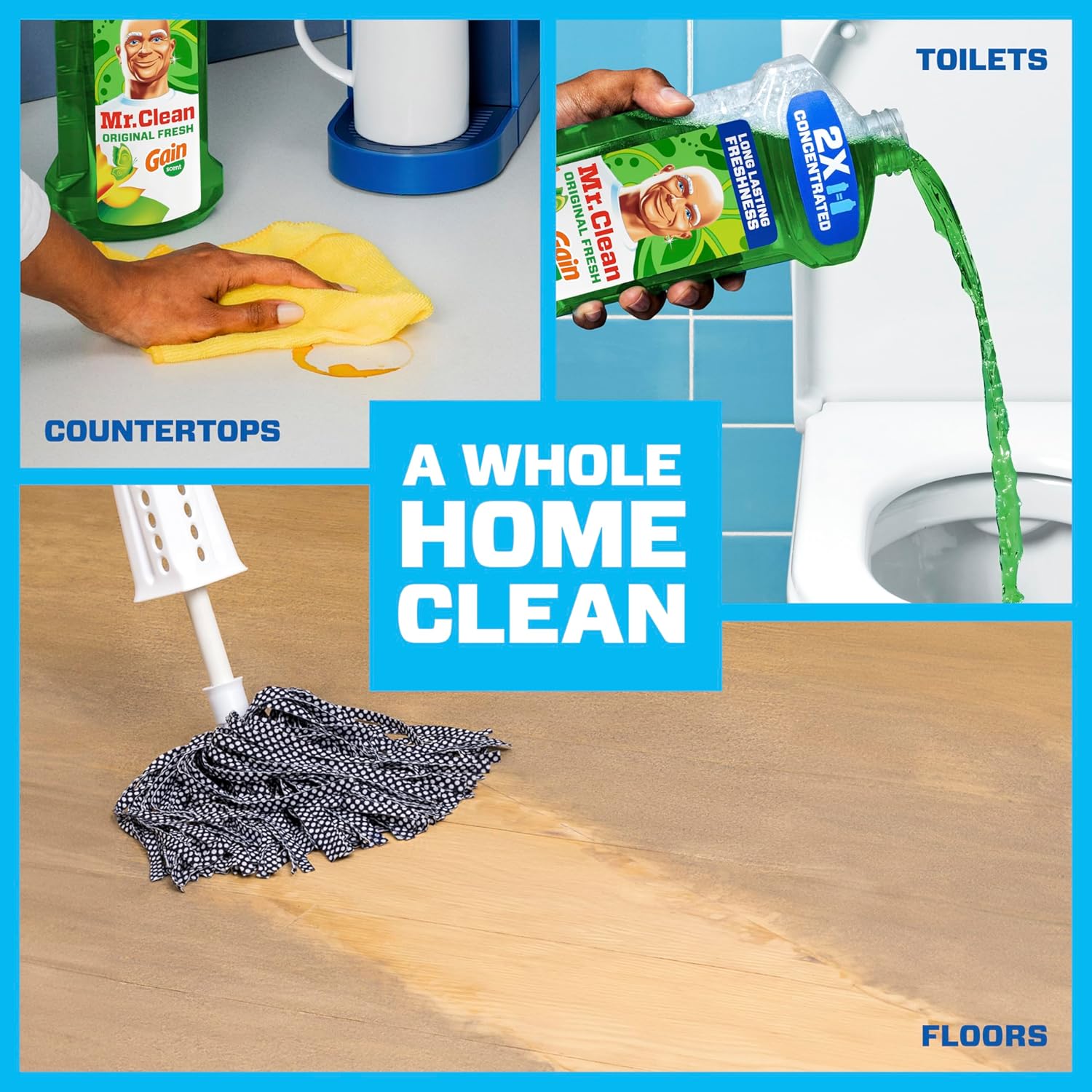 Mr. Clean All Purpose Cleaner, Floor Cleaner for Mopping Home, Bathroom, & Kitchen, Cleaning Liquid for Mop