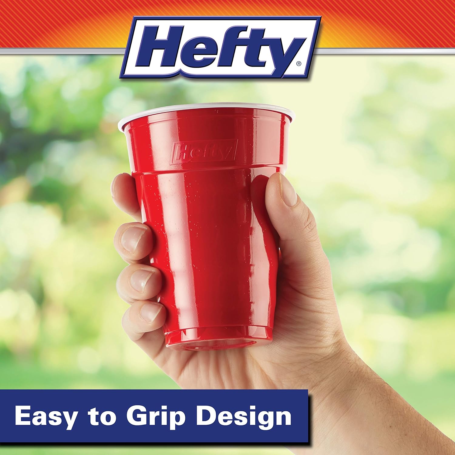 Hefty Party On Red Plastic Cups, Disposable Plastic Party Cups for Easy Cleanup and Large Gatherings, Red Cups for BBQs,