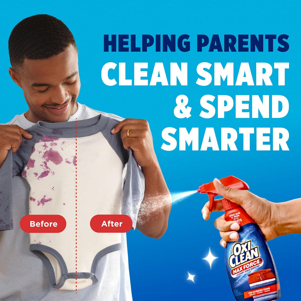 OxiClean Max Force Laundry Stain Remover Spray, Newborn & Baby Essentials, Travel & On-The-Go Stain Treater, 2 fl oz, 2PK