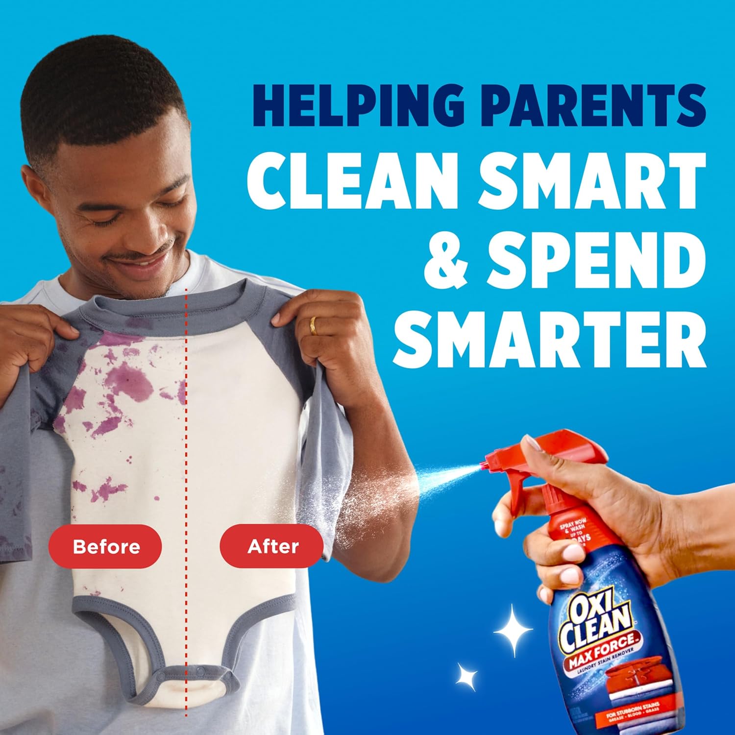 OxiClean Max Force Laundry Stain Remover Spray, Newborn & Baby Essentials, Travel & On-The-Go Stain Treater, 2 fl oz, 2PK