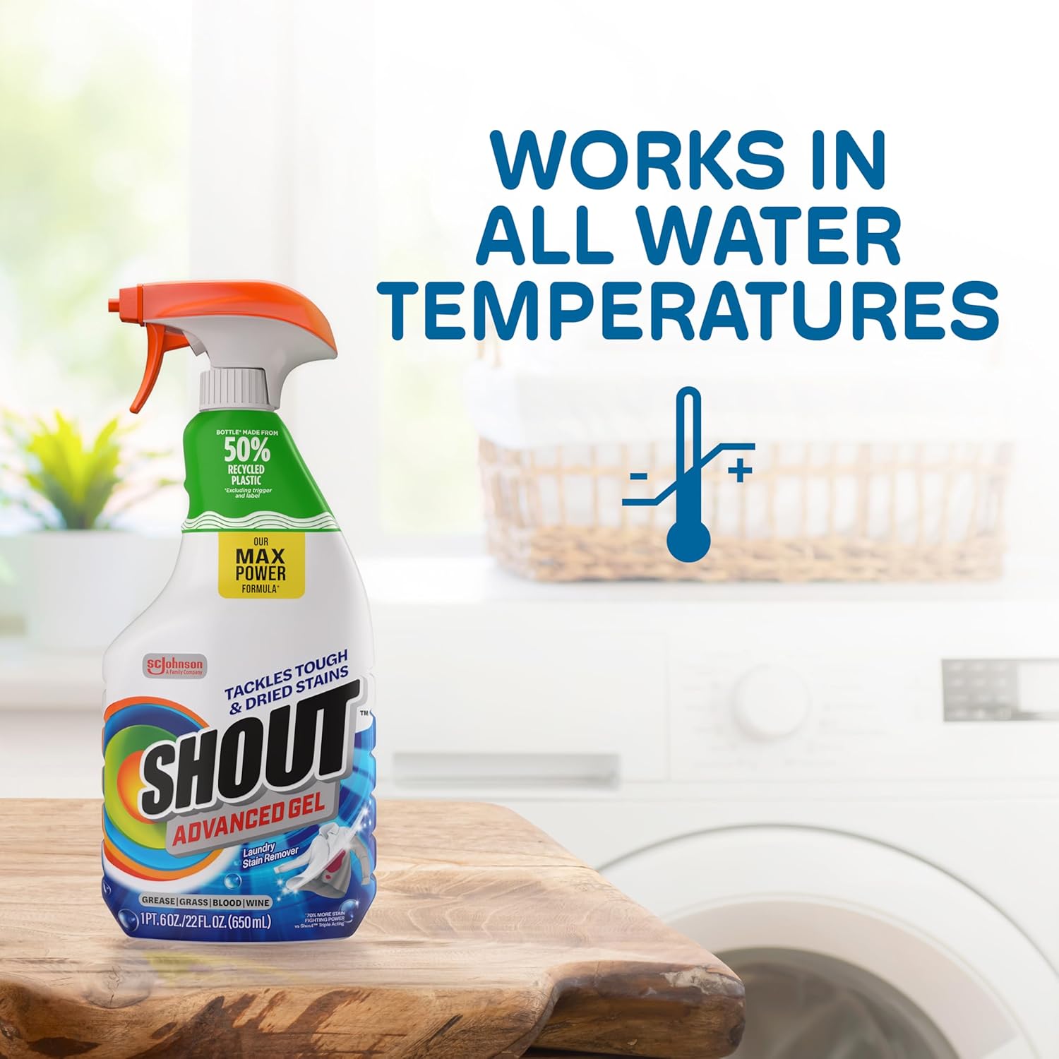 Shout Advanced Laundry Stain Remover Gel for Clothes Laundry, Breaks down stubborn, dried-in, and tough stains, 22oz Spray (Packaging May Vary)