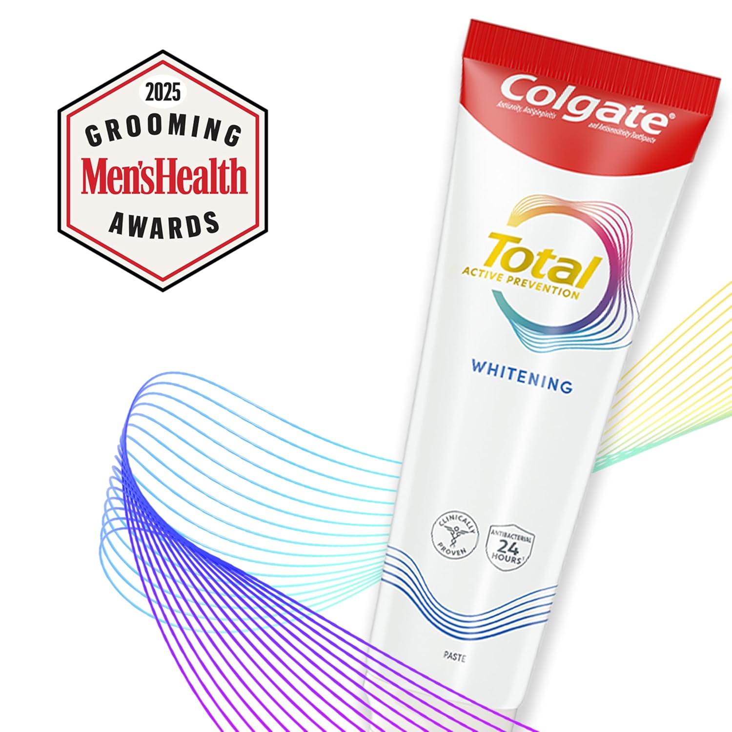 Colgate Total Whitening Toothpaste Paste, 5.1 oz, 2 Pack, Fluoride Antibacterial for Plaque, Gingivitis, Sensitivity, Stain Removal, Clinically Proven, Mint