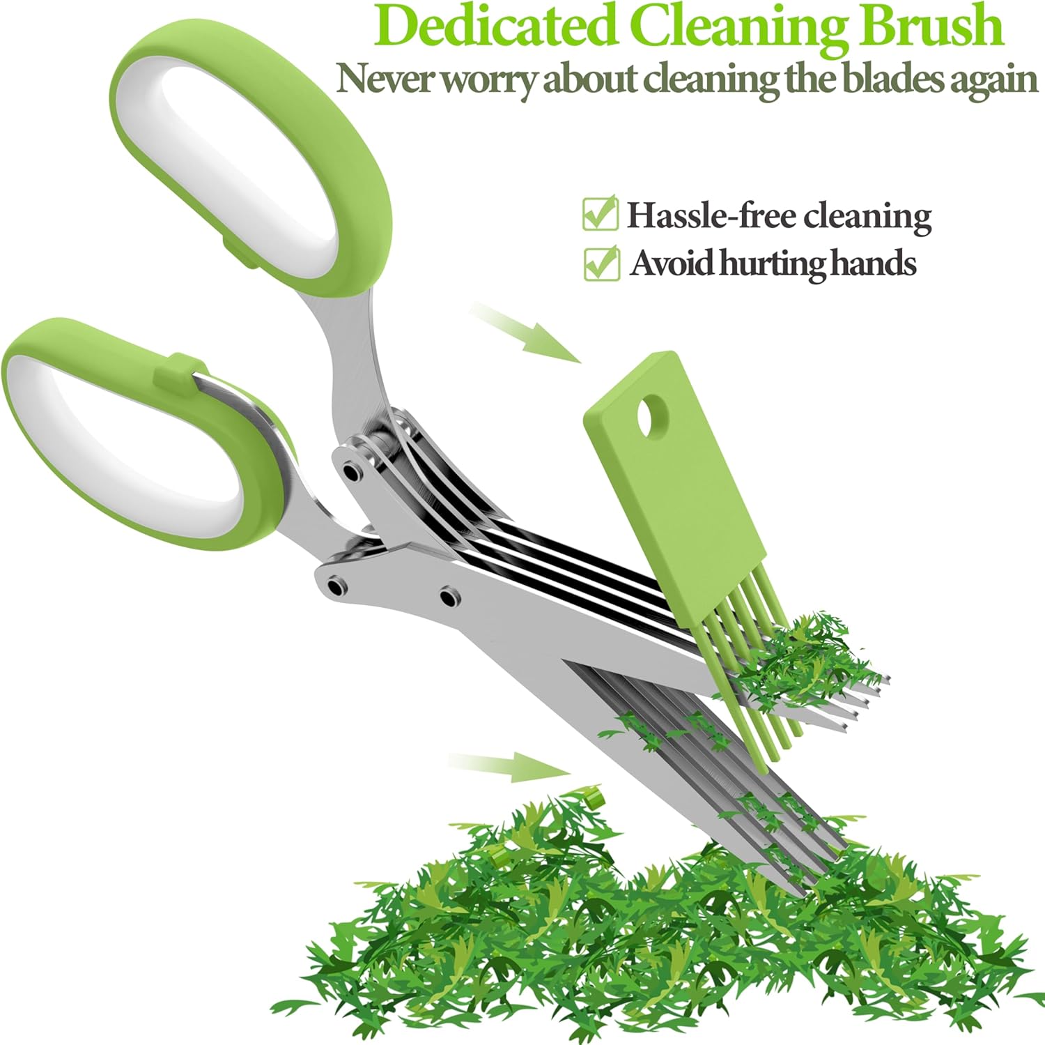 Upgraded Herb Scissors, Effortless Herb Shears Cutter Tool with Sharp Stainless Steel Blades for Fresh Herbs